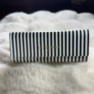 Lulu Guinness London Black White Striped Eyeglass Case